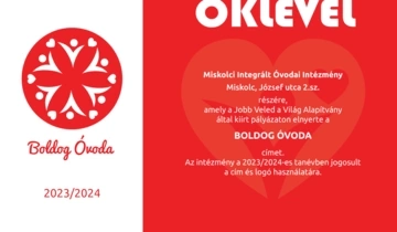 Boldog Óvoda címet kapott a MIÓVI József Úti Tagóvodája