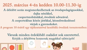 A MIOVI Pitypang Tagóvodájában nyílt délelőttre várjuk leendő óvodásainkat és szüleiket 