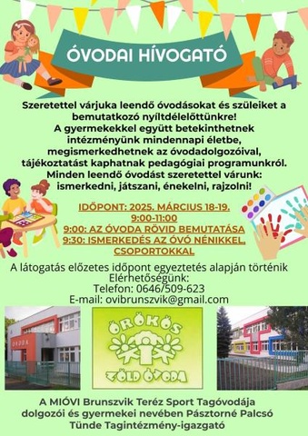 Nyílt délelőtt A MIÓVI Brunszvik Teréz Sport Tagóvodájában