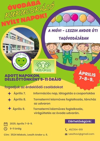 Óvodába kukucskáló nyílt napok a MIÓVI Leszih Andor úti tagóvodájában!