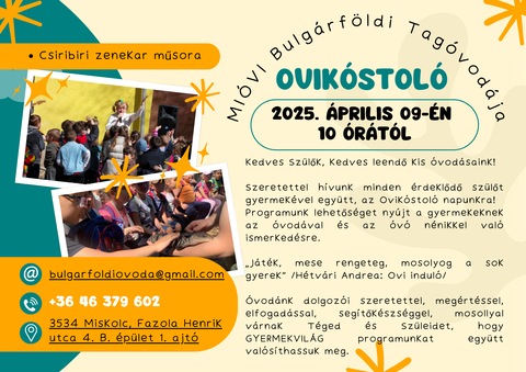 MIÓVI Bulgárföldi Tagóvodája ovikóstoló