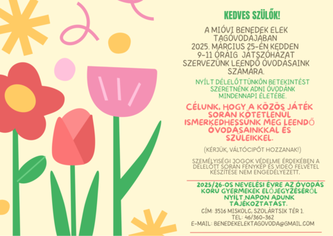 MIOVI Benedek Elek Tagóvoda nyílt nap
